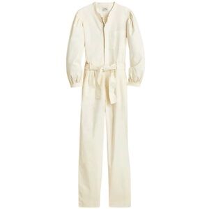 J. Crew Cream Chino Jumpsuit Puff Sleeve‎ 2P Tall Tie Waist Utility